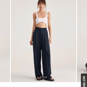 COMMENSE High rise pleated oversized trousers Small Navy